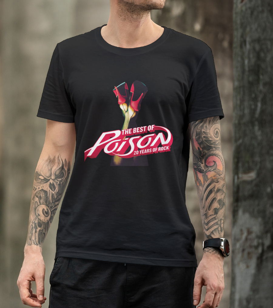 The Best Of Poison 20 Years Of Rock Red Heels On Black T-Shirt