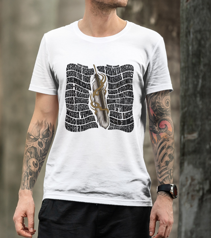 Serious Poetry She Talks To Angels Remedy Cold Roses Feather Artwork T-Shirt