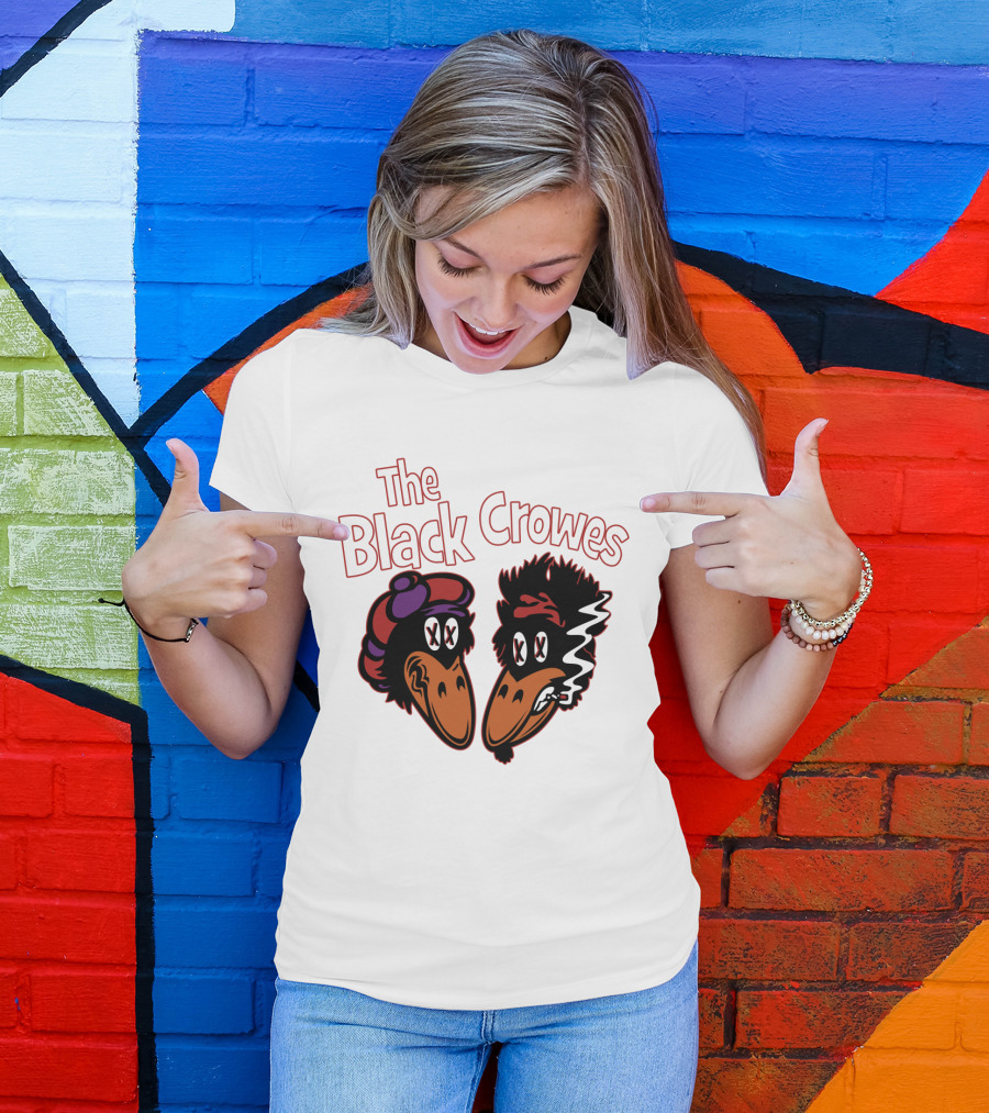 The Black Crowes Cartoon Band Logo Two Characters Smoking T-Shirt