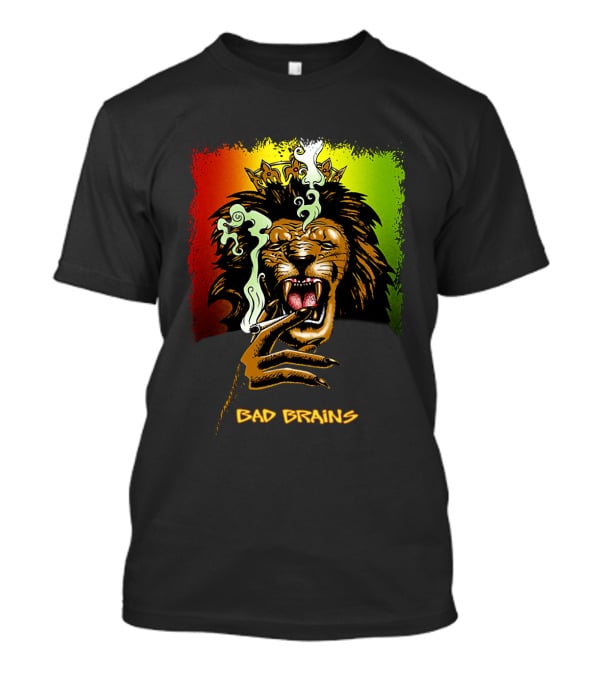 Bad Brains Lion Smoking Regal Crown Rasta Colors T-Shirt