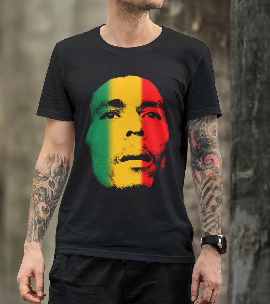 Bml Rasta Face Green Yellow Red T-Shirt
