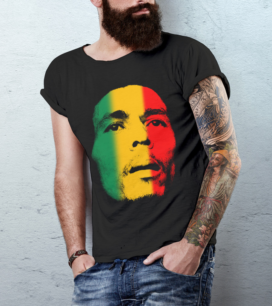 Bml Rasta Face Green Yellow Red T-Shirt