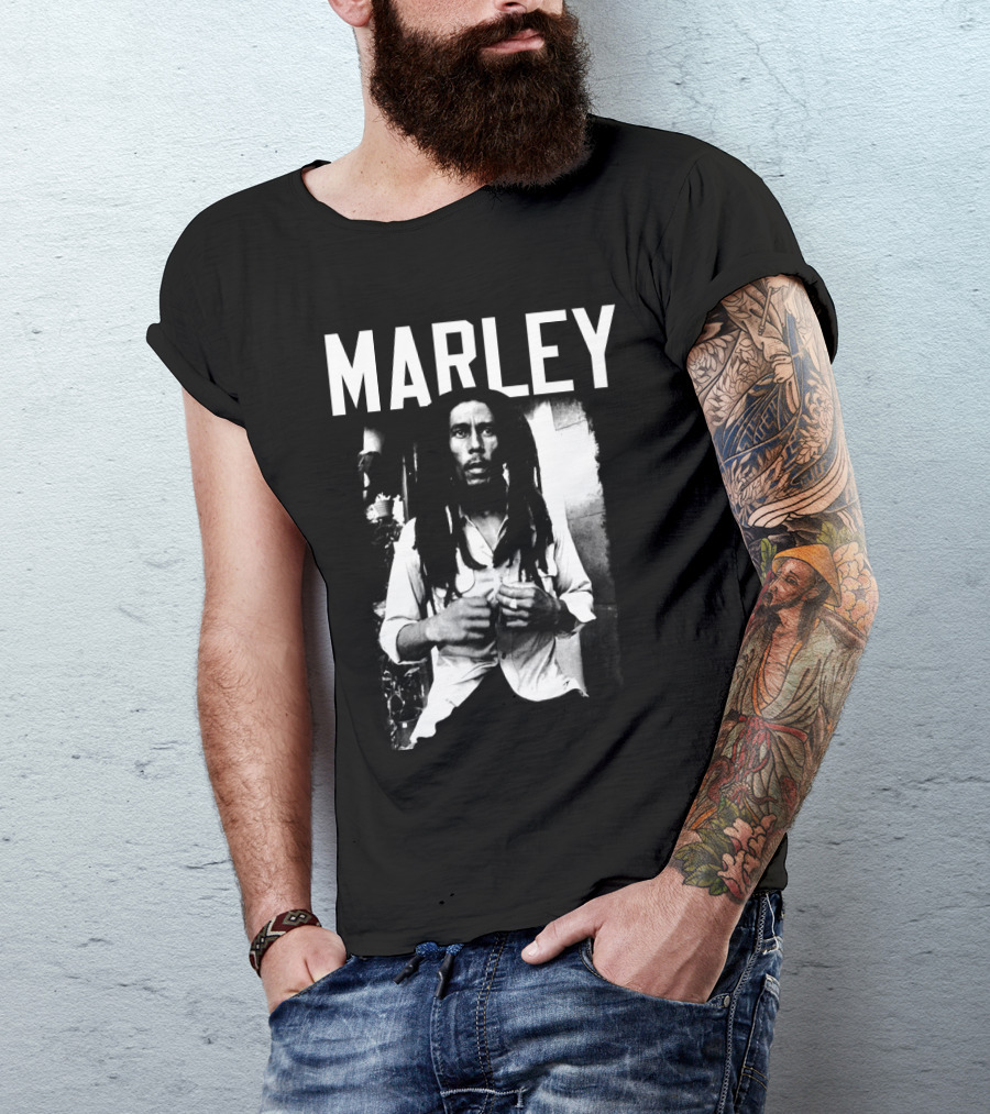 Marley Reggae Legend Iconic Portrait Black And White T-Shirt