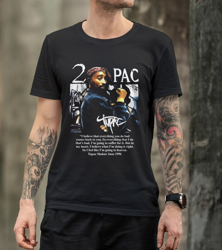 2Pac Shakur Quote June 1996 Graffiti Portrait T-Shirt