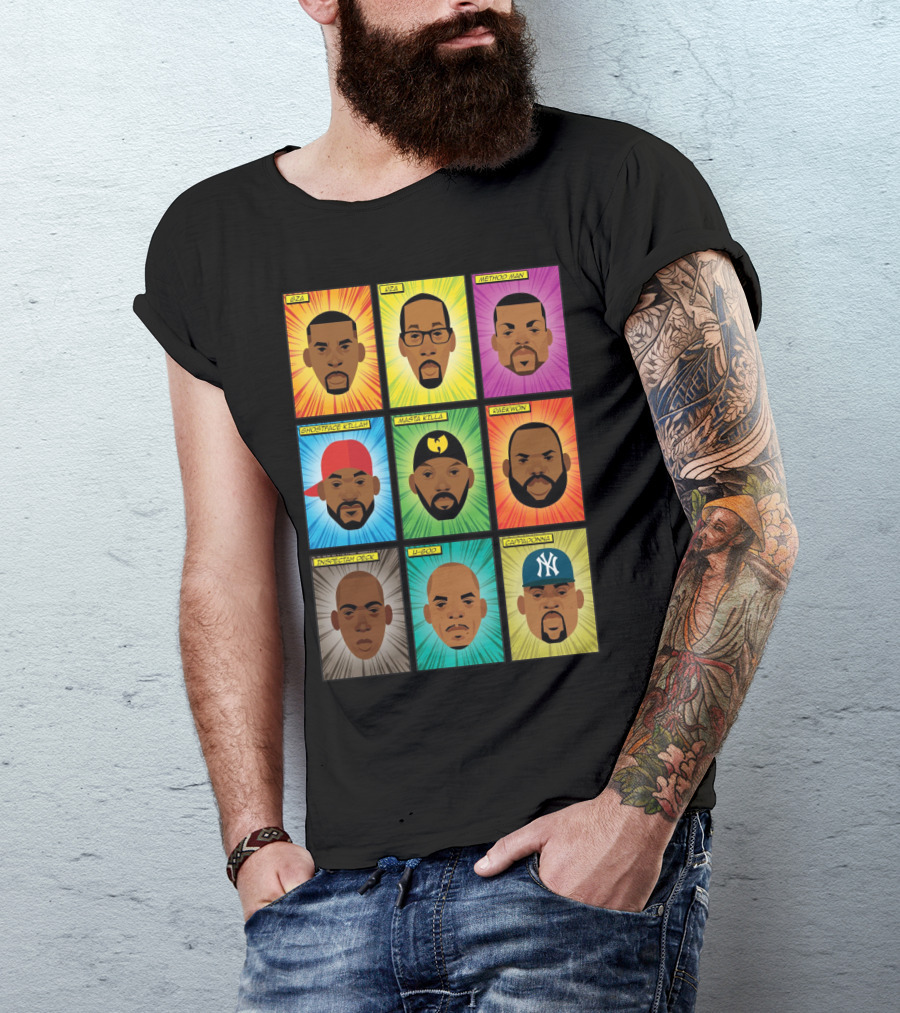 Wu-Tang Clan Gza Rza Method Man Ghostface Killah Masta Killa Raekwon Inspectah Deck U-God Cappadonna Portraits T-Shirt