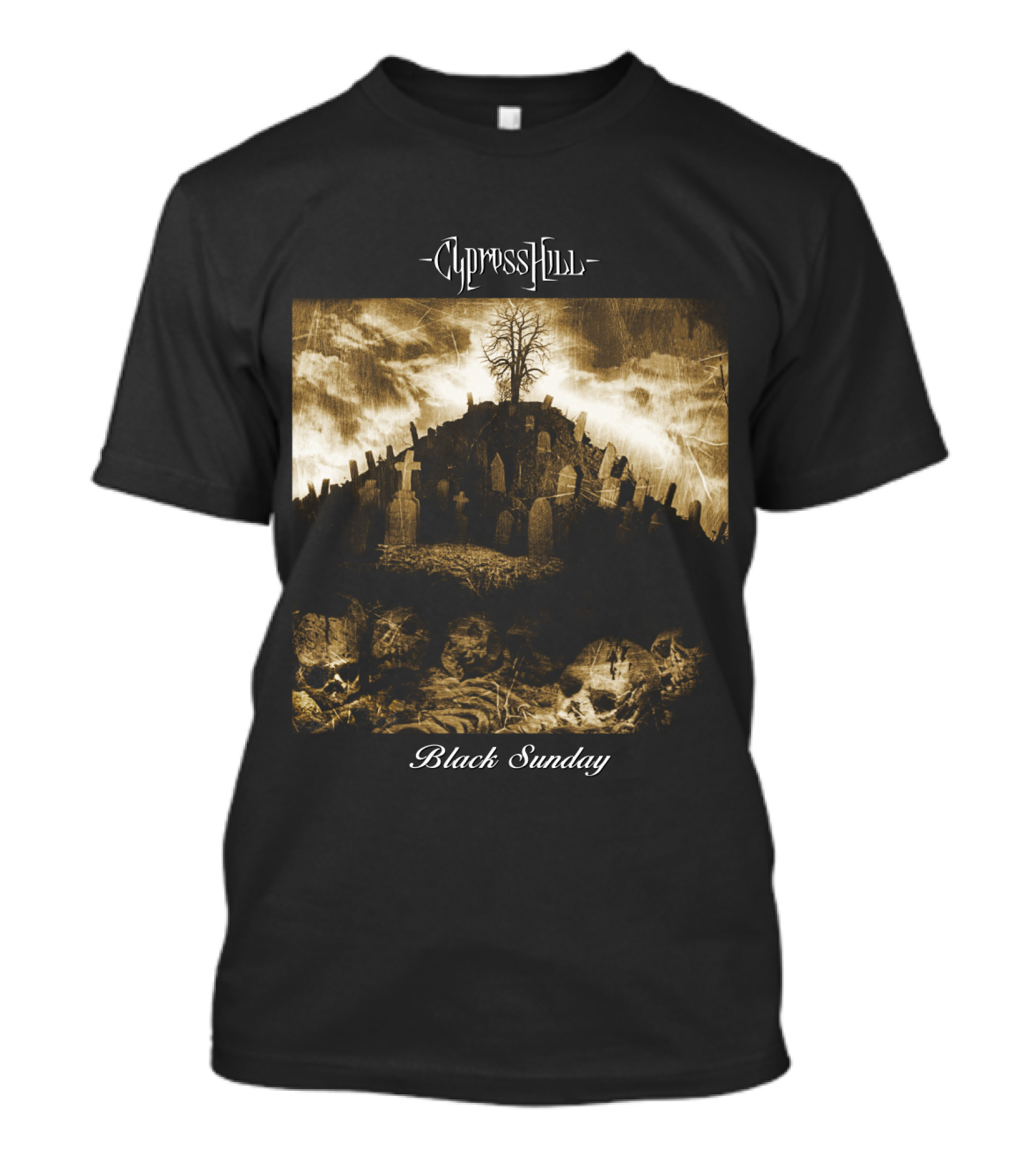 Cypress Hill Black Sunday Graveyard Skulls T-Shirt