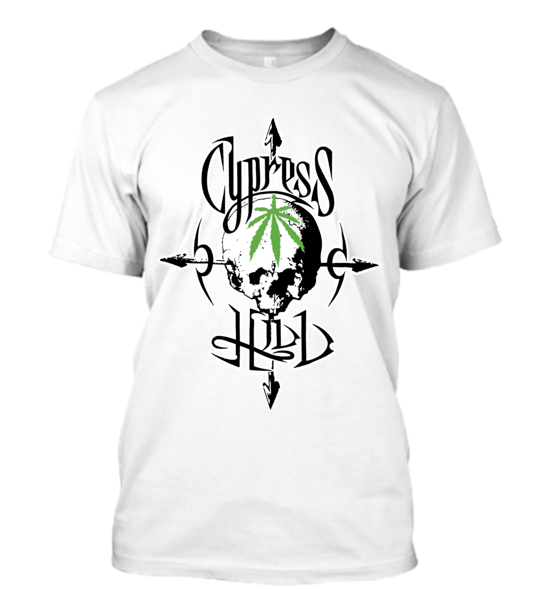 Cypress Hill Skull Logo With Green Leaf And Arrows T-Shirt