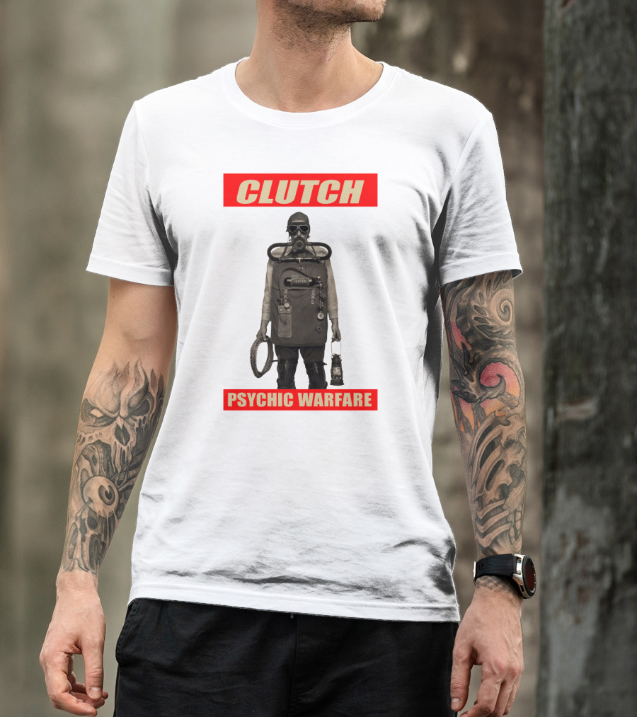 Clutch Psychic Warfare Vintage Gas Mask And Gear T-Shirt