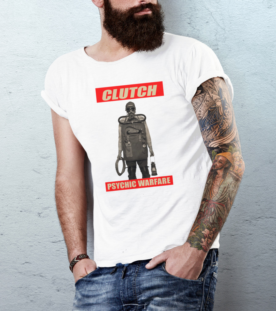 Clutch Psychic Warfare Vintage Gas Mask And Gear T-Shirt
