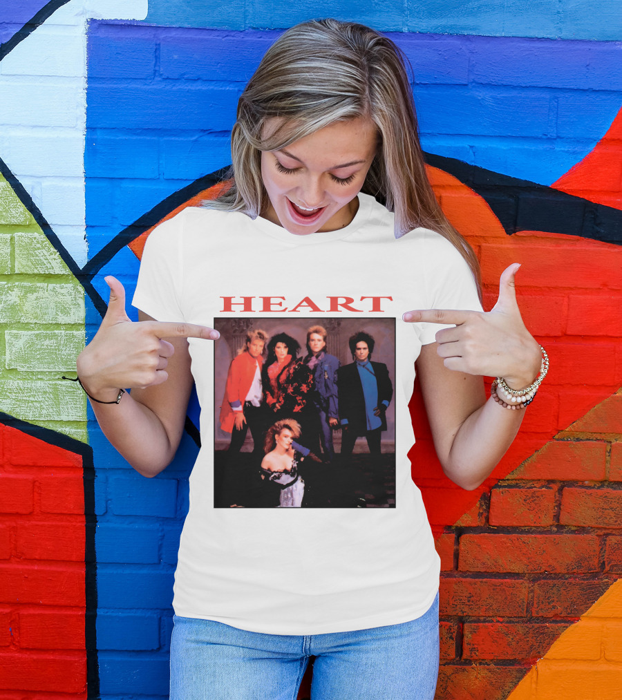 Heart Band Group Photo With Bold Red T-Shirt