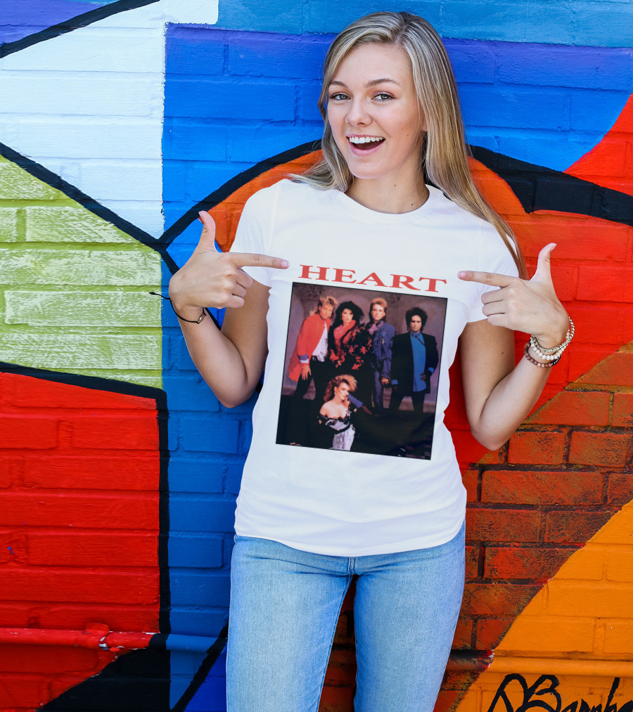 Heart Band Group Photo With Bold Red T-Shirt