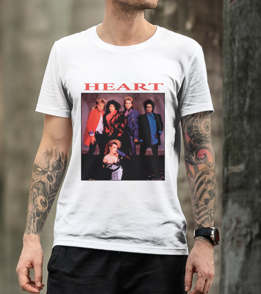 Heart Band Group Photo With Bold Red T-Shirt