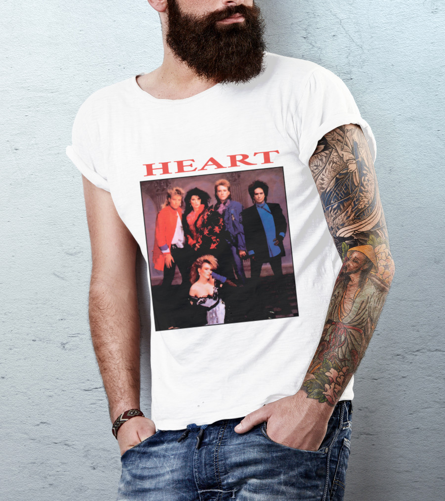 Heart Band Group Photo With Bold Red T-Shirt