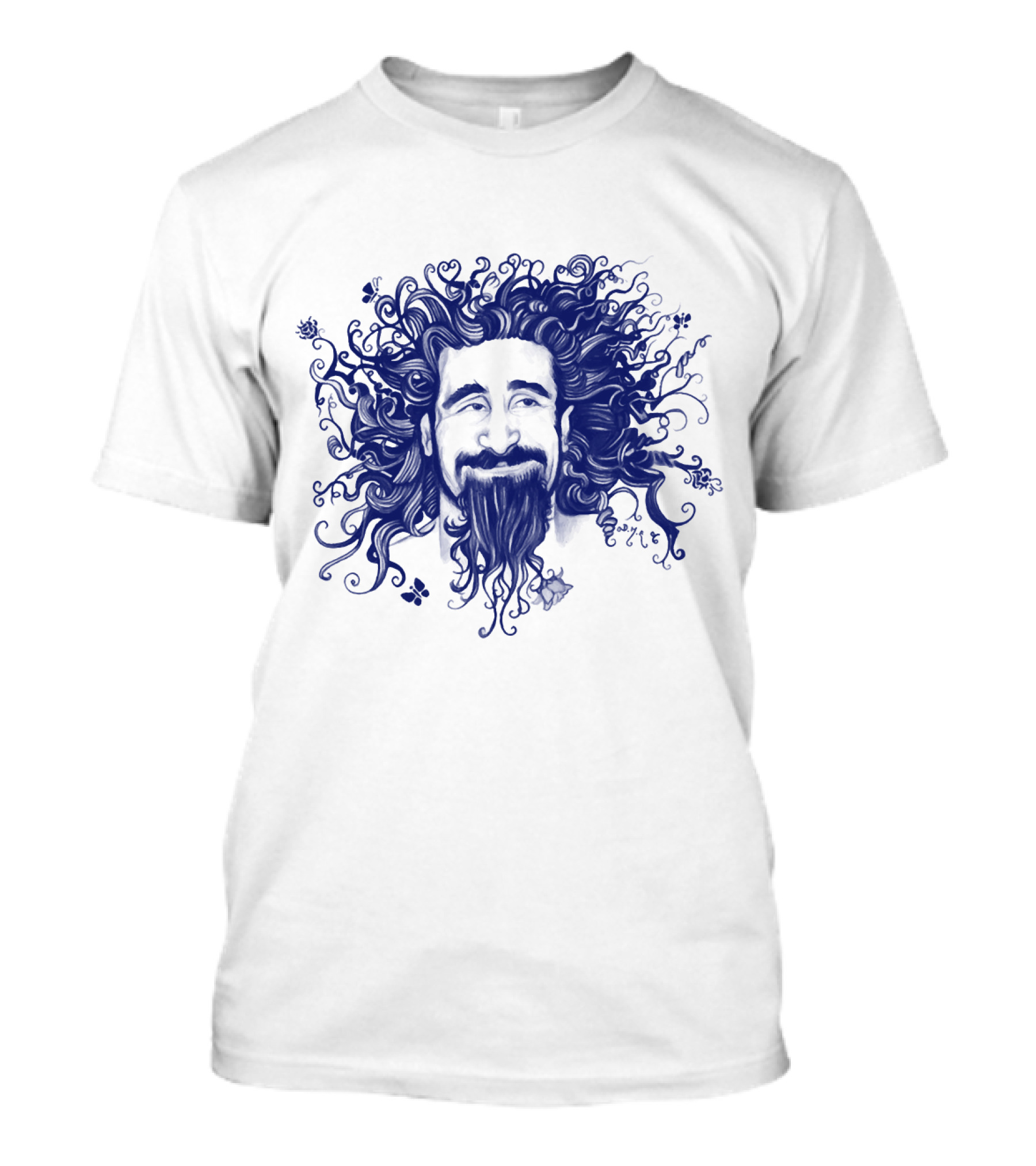 Soad Serj Tankian Psychedelic Blue Illustration T-Shirt