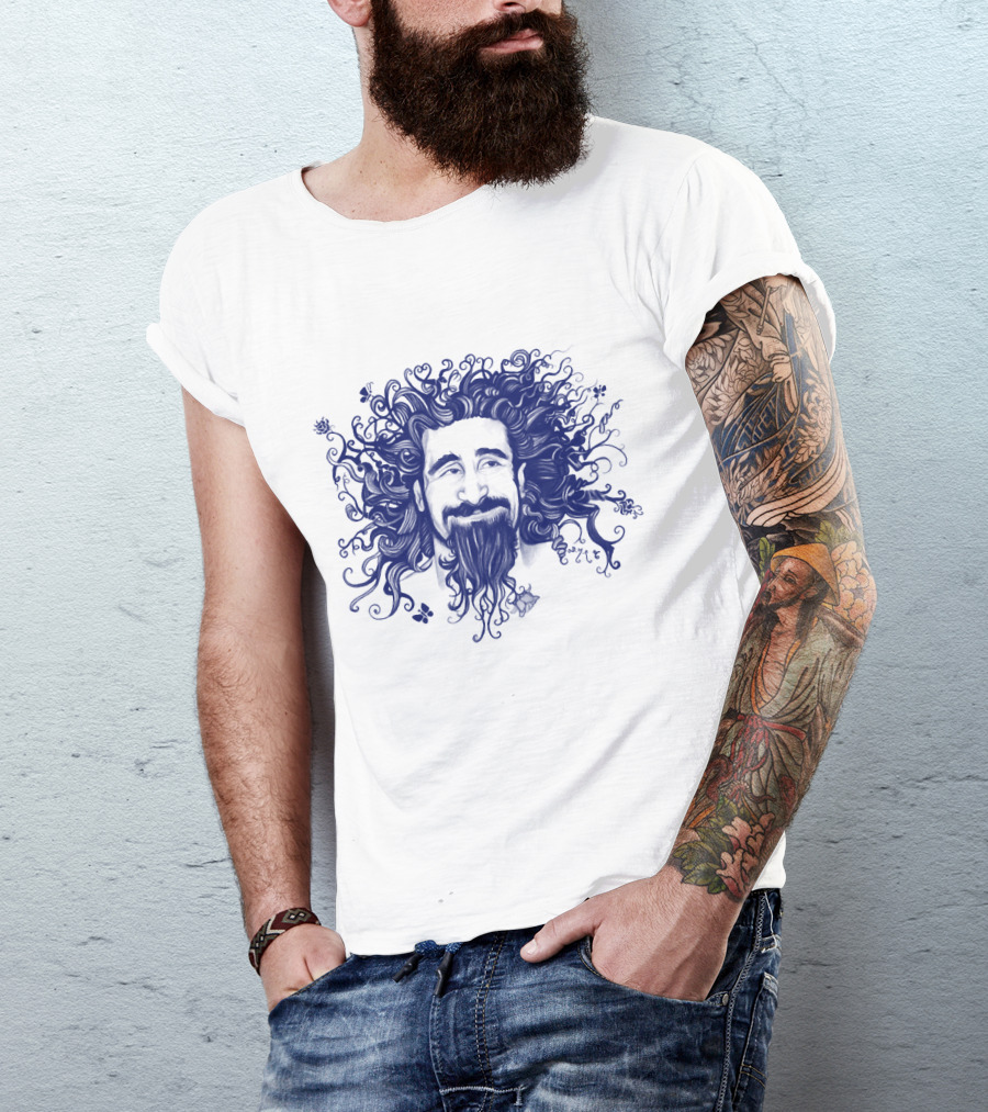 Soad Serj Tankian Psychedelic Blue Illustration T-Shirt