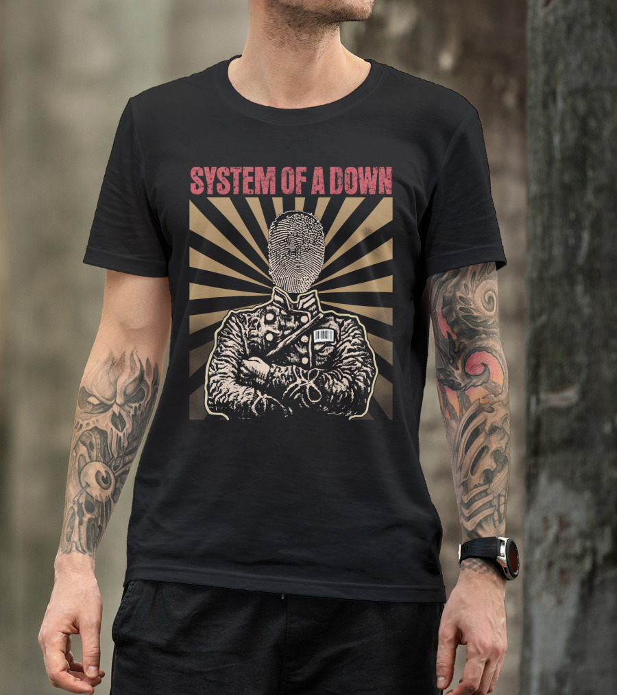 System Of A Down Fingerprint Portrait Starburst T-Shirt
