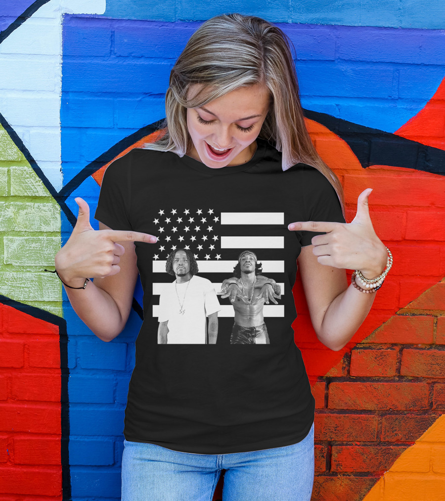 Outkast American Flag Style Black And White Duo T-Shirt