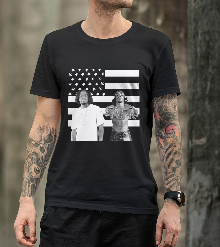 Outkast American Flag Style Black And White Duo T-Shirt