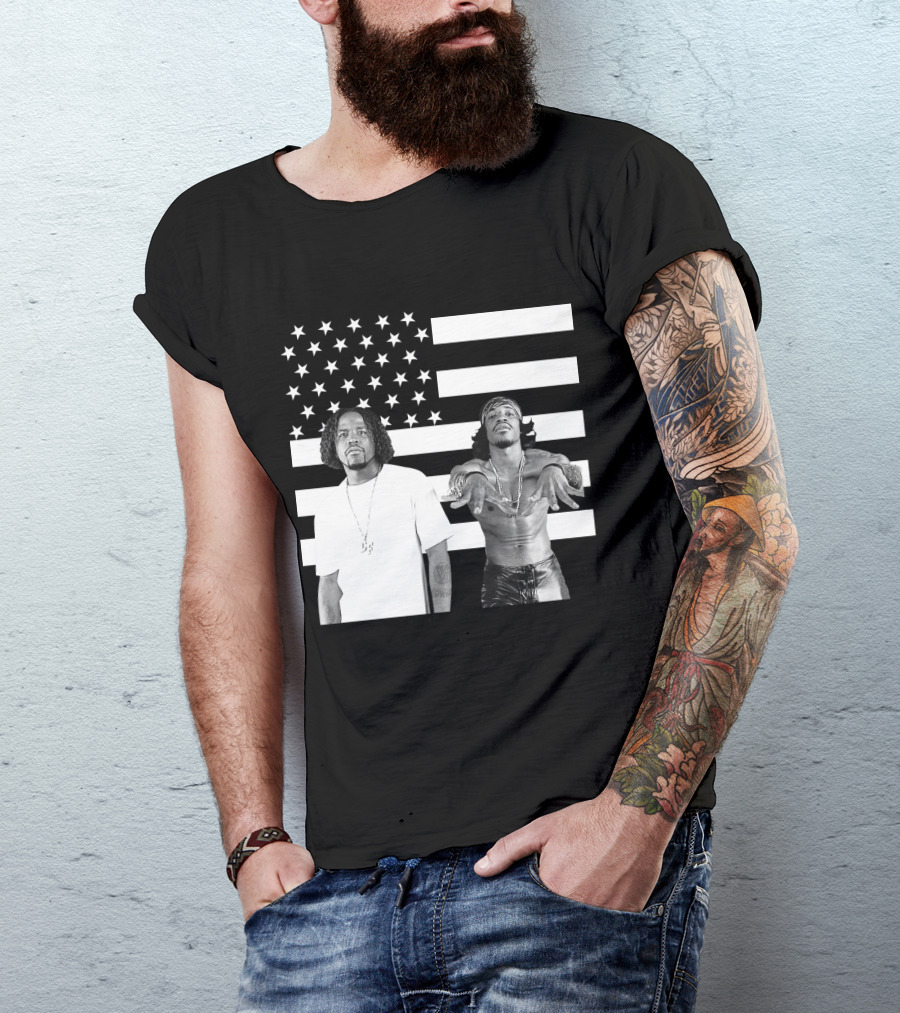Outkast American Flag Style Black And White Duo T-Shirt
