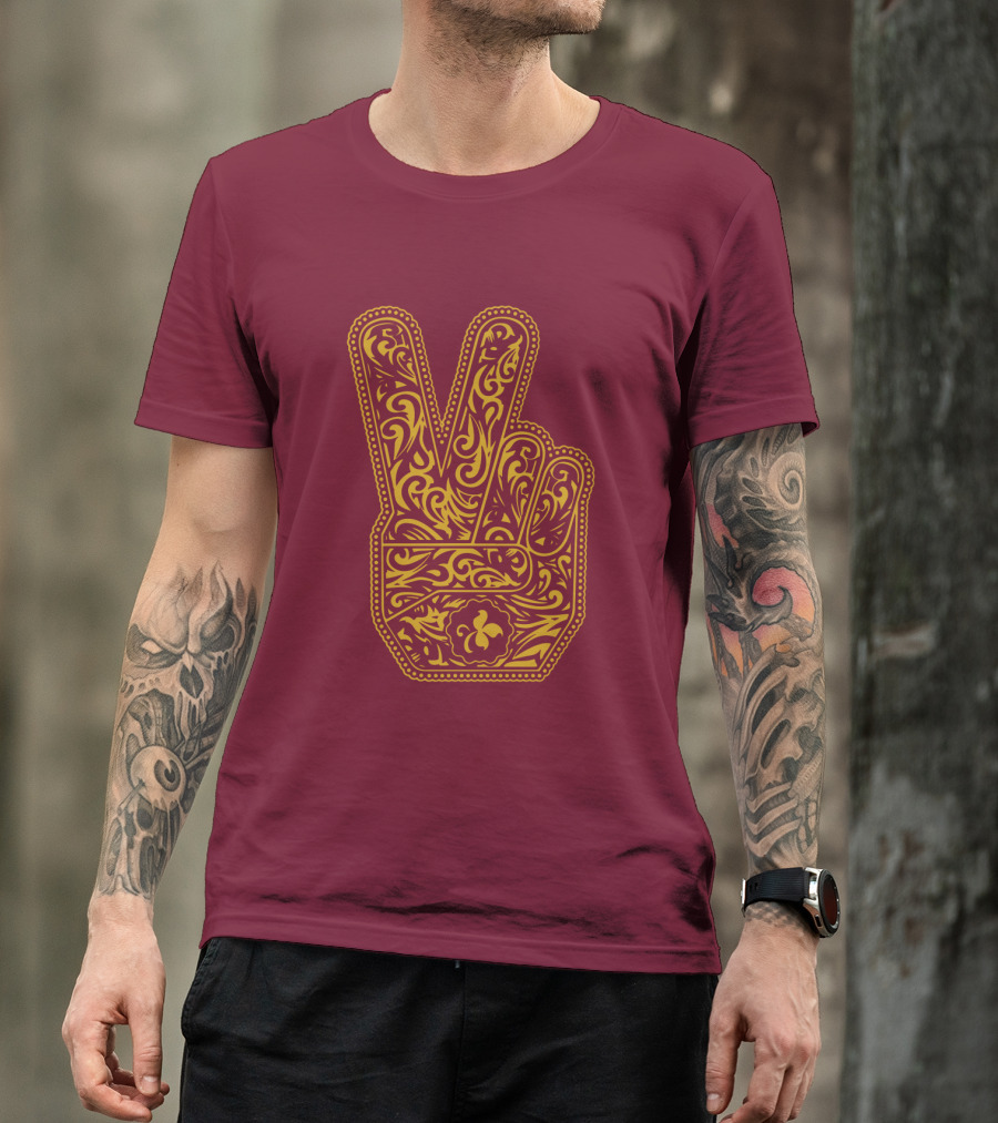 Stp Peace Hand Vintage Ornate Fleur-De-Lis T-Shirt