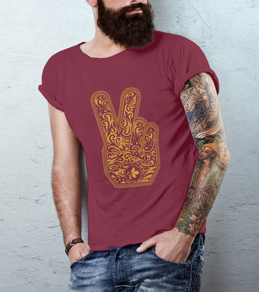 Stp Peace Hand Vintage Ornate Fleur-De-Lis T-Shirt