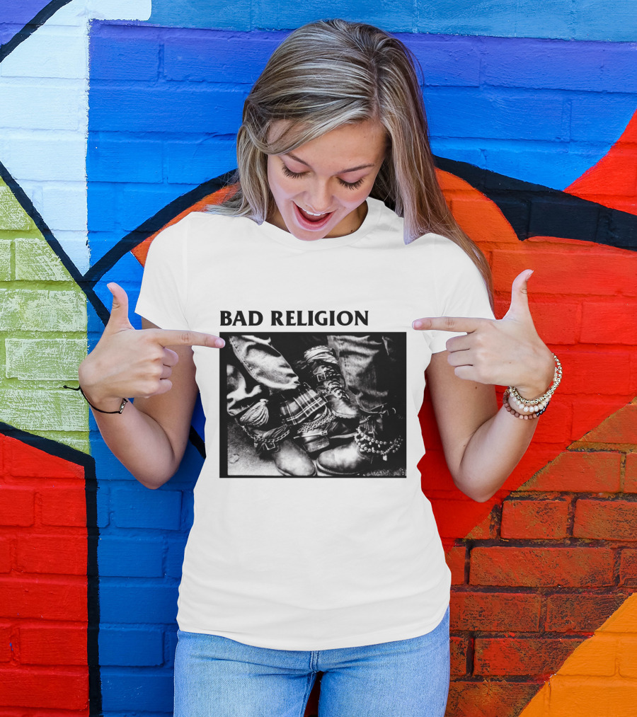 Bad Religion Band Punk Rock Boot Chains And Plaid Pants T-Shirt
