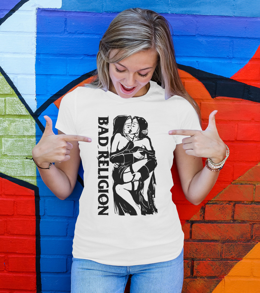 Bad Religion Nuns Graphic Novelty Black And White Bold Art T-Shirt