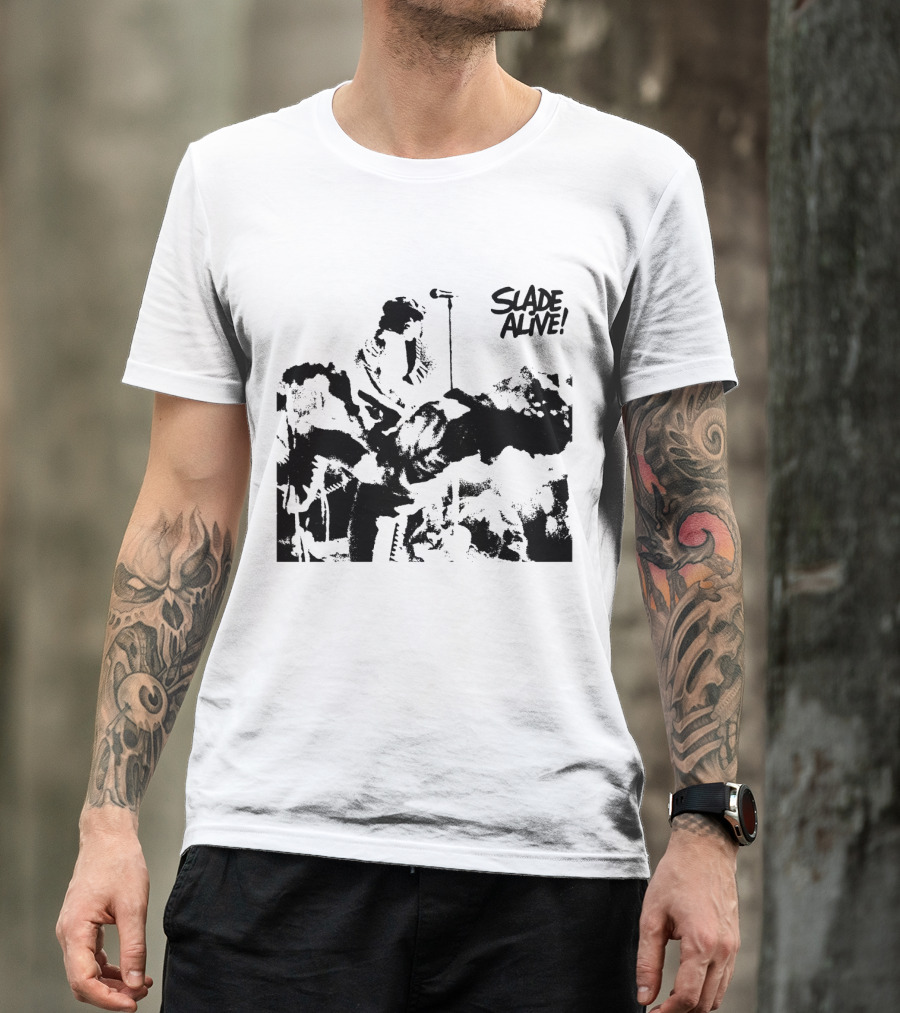 Slade Alive! Retro Concert Photo Black And White T-Shirt