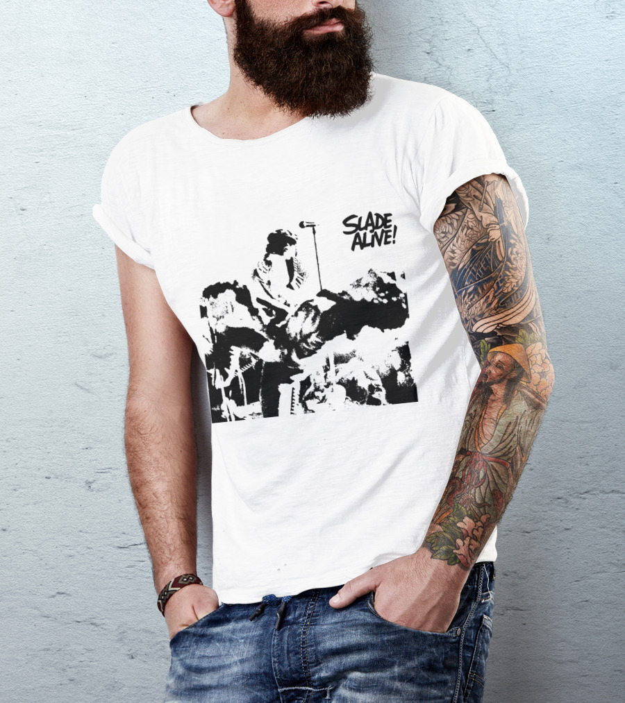 Slade Alive! Retro Concert Photo Black And White T-Shirt