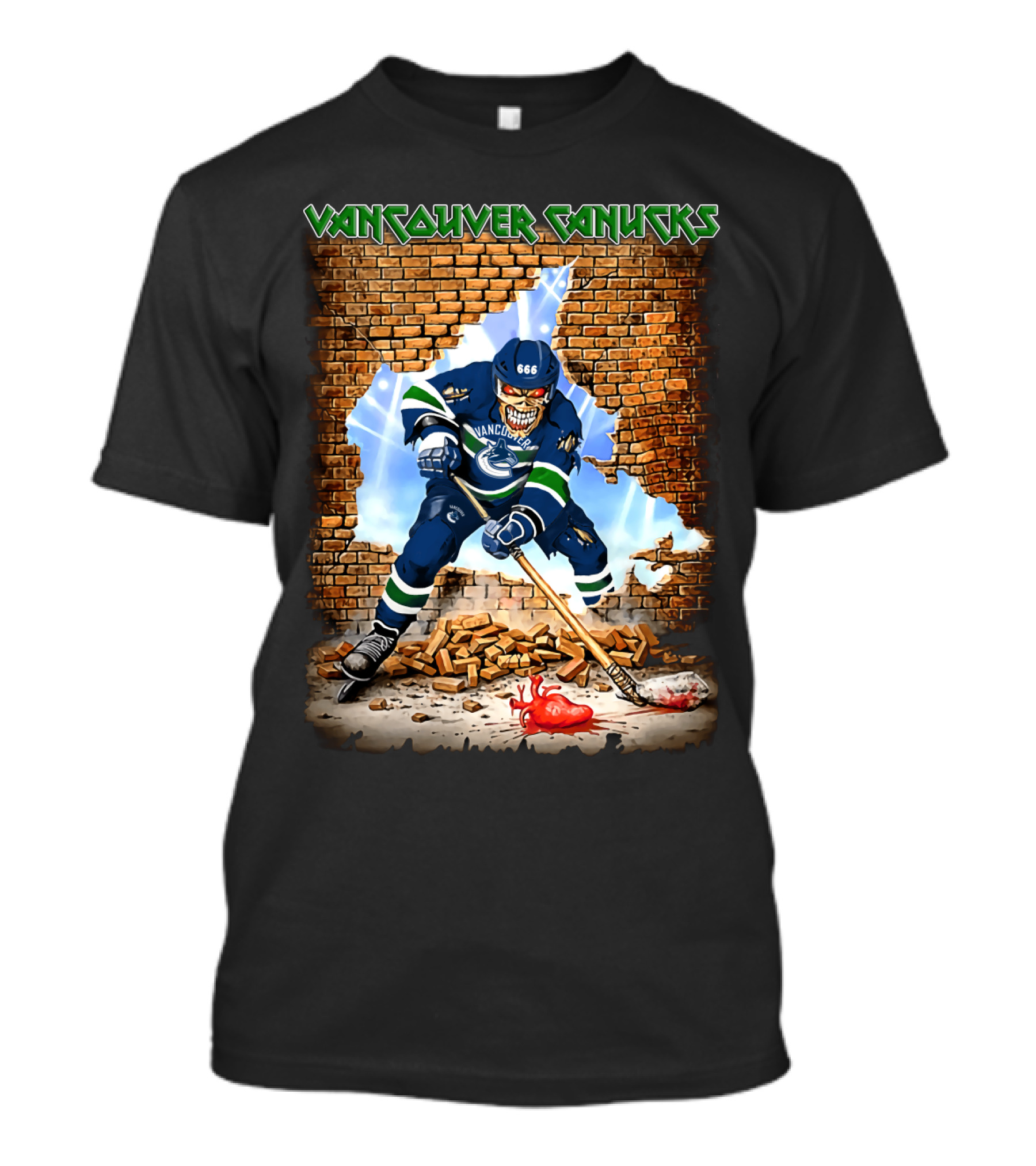 Vancouver Canucks Zombie Player Breaking Through Wall T-Shirt