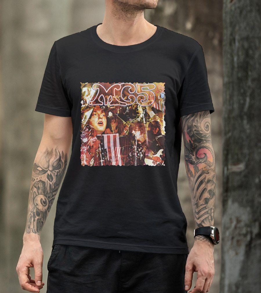 MC5 Kick Out The Jams Psychedelic Rock Performance Collage With American Flag T-Shirt