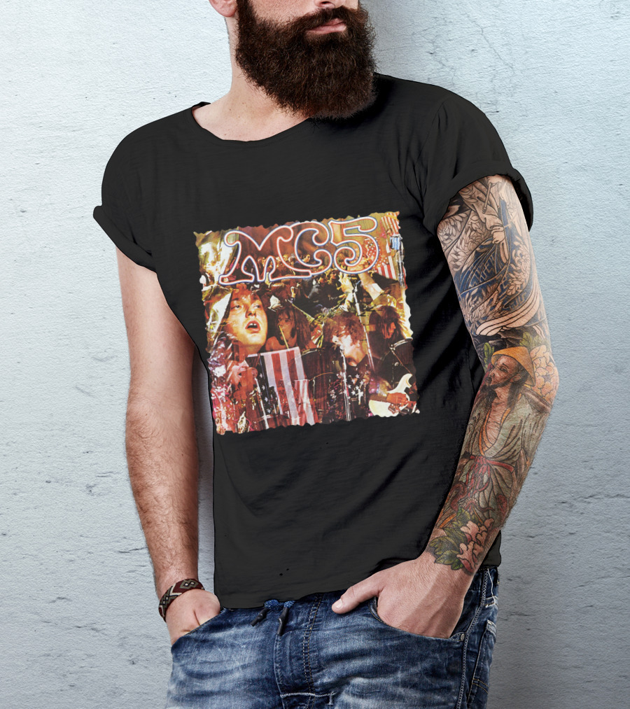 MC5 Kick Out The Jams Psychedelic Rock Performance Collage With American Flag T-Shirt