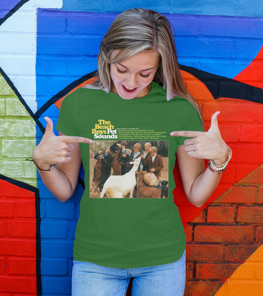 The Beach Boys Pet Sounds Album Cover With Song List And Band Members With Animals T-Shirt