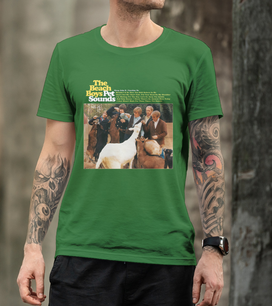 The Beach Boys Pet Sounds Album Cover With Song List And Band Members With Animals T-Shirt