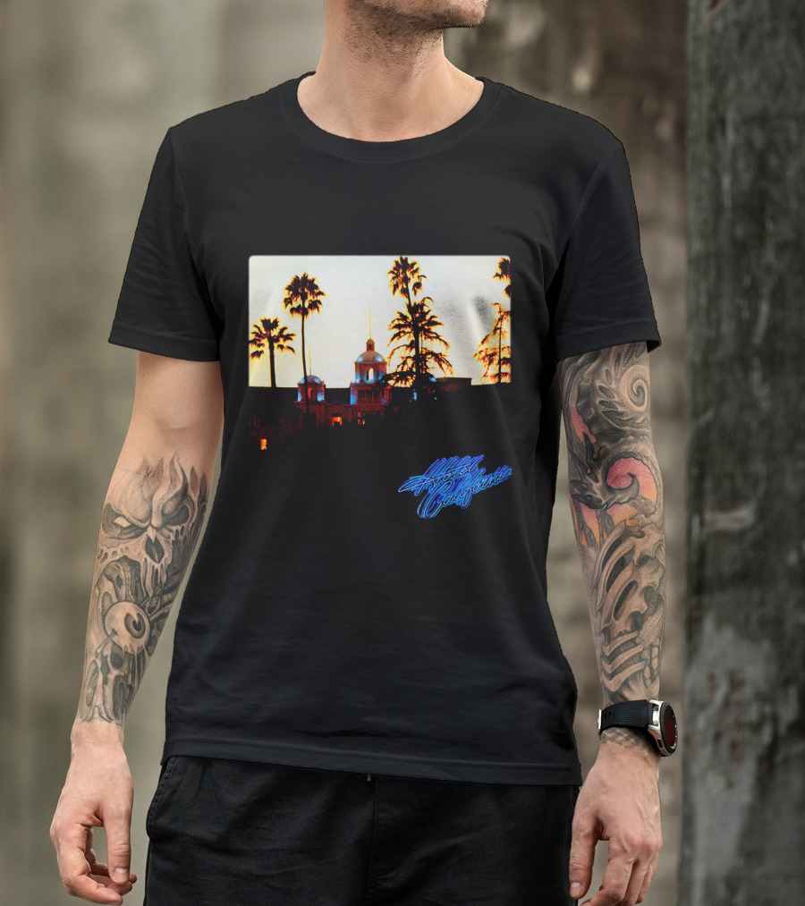 The Eagles Hotel California Neon Palm Sunset T-Shirt