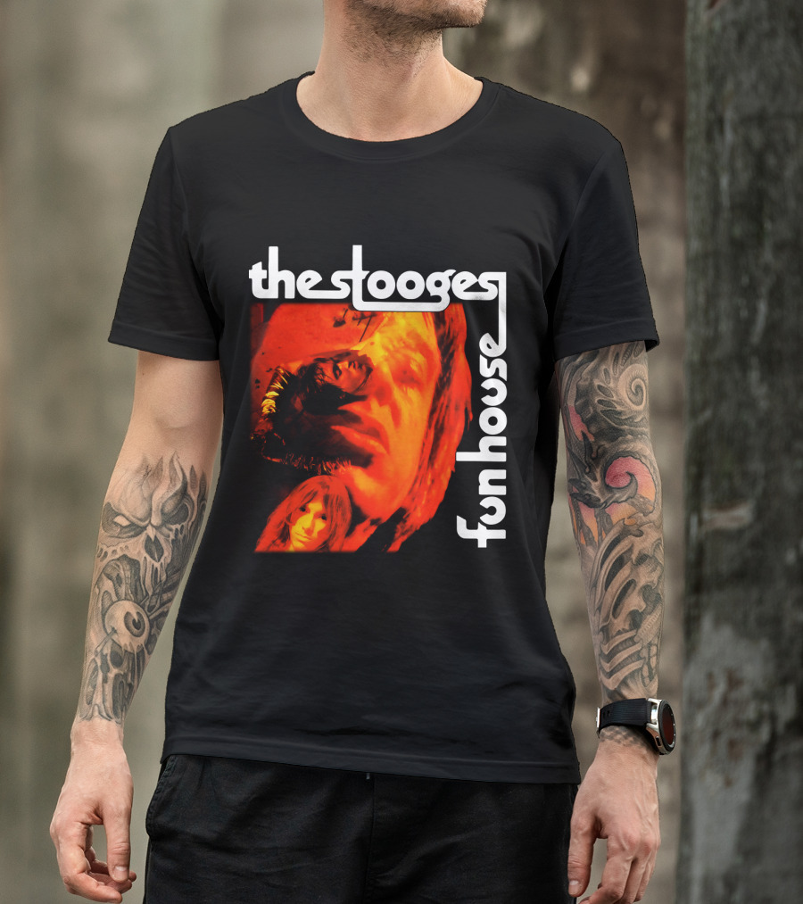 The Stooges Fun House 1970 Album Cover Art With Band Faces In Red And Orange T-Shirt