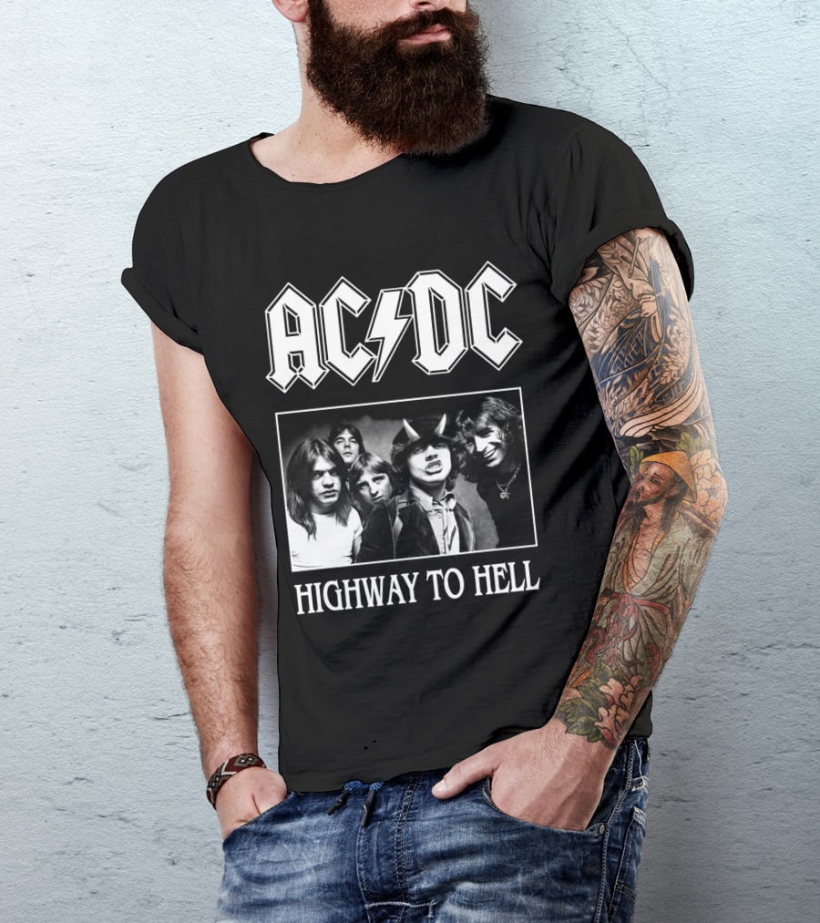 Ac Dc Highway To Hell Band Photo T-Shirt