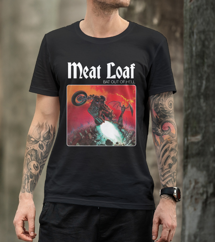Meat Loaf Bat Out Of Hell Motorcycle And Bat T-Shirt