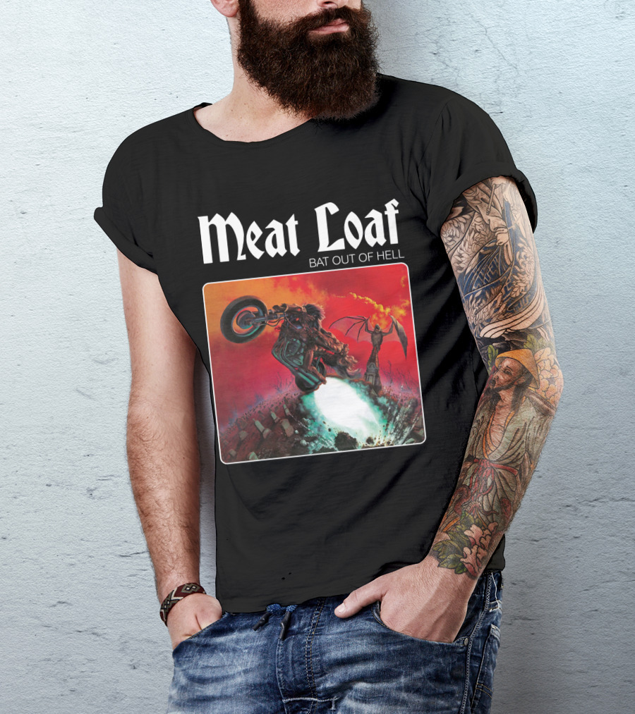 Meat Loaf Bat Out Of Hell Motorcycle And Bat T-Shirt