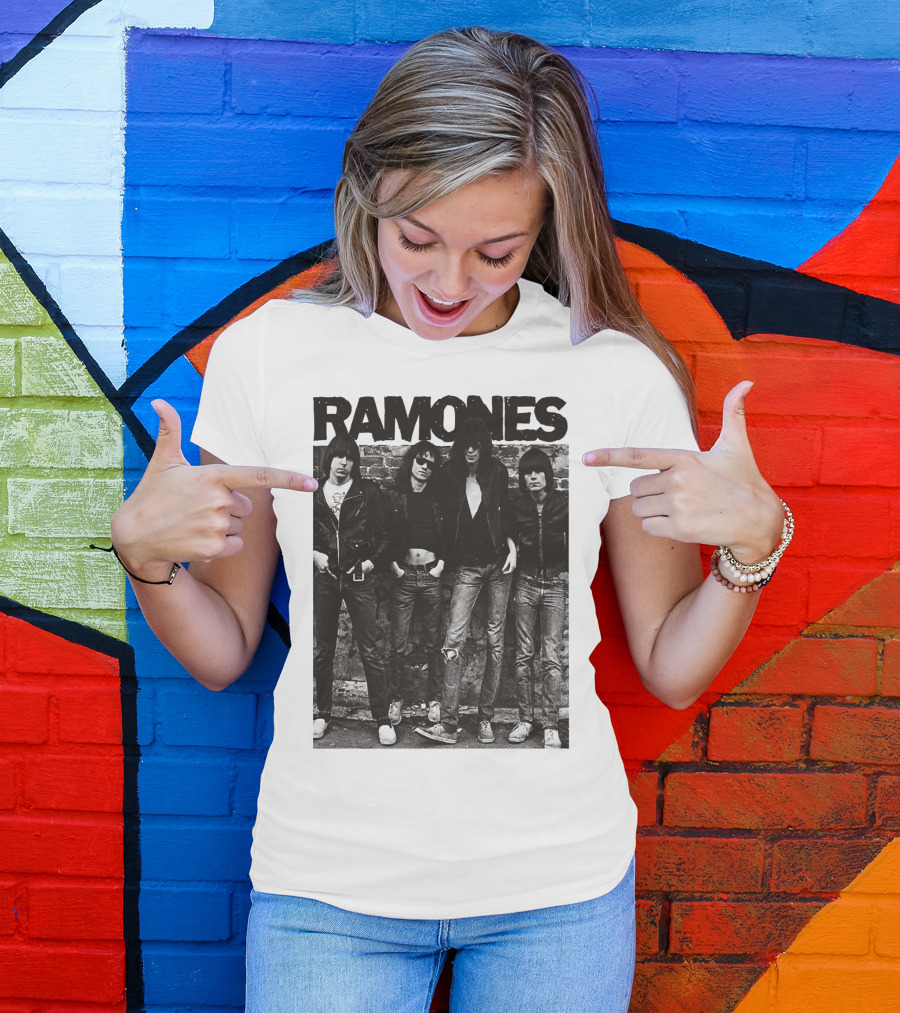 Ramones Black And White Band Photo Iconic Punk Rock Group T-Shirt