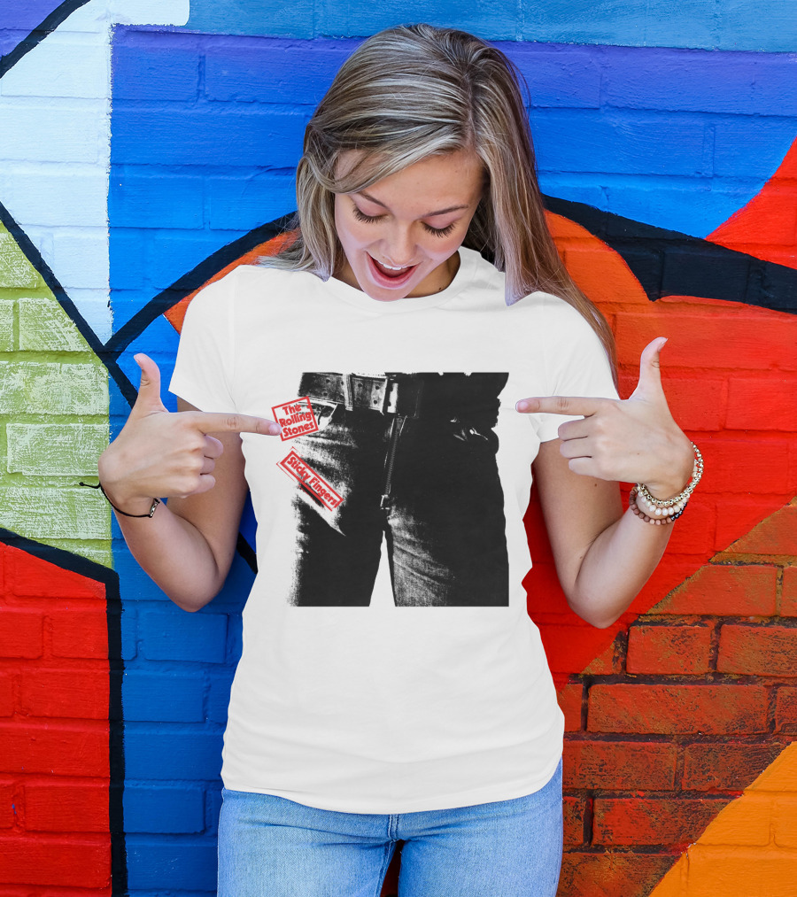 The Rolling Stones Sticky Fingers 1971 Iconic Black And White Jean Zipper T-Shirt