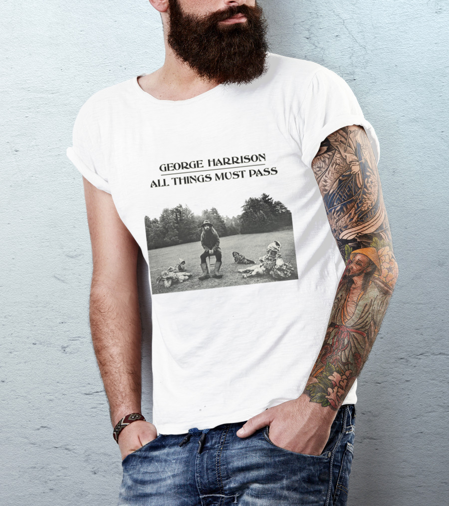 George Harrison All Things Must Pass 1970 Album Cover Black And White Photo T-Shirt