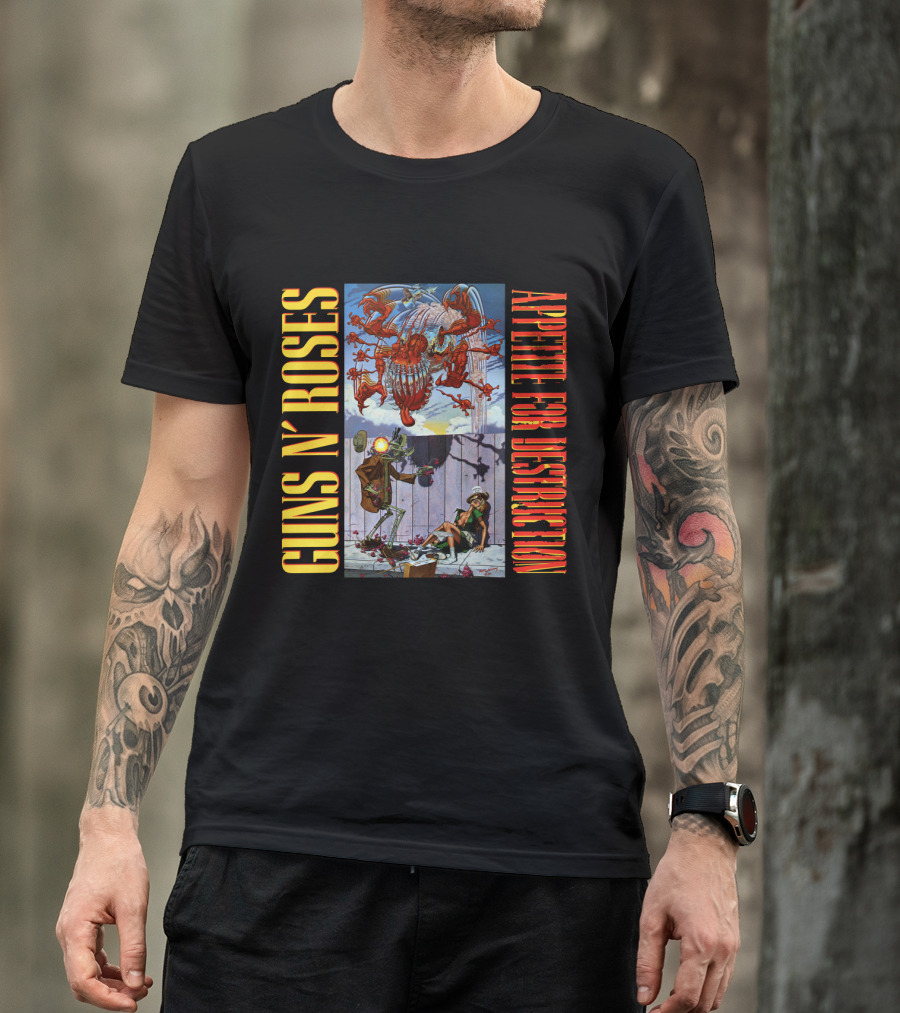 Guns N' Roses Appetite For Destruction Album Cover Art Vintage Style T-Shirt