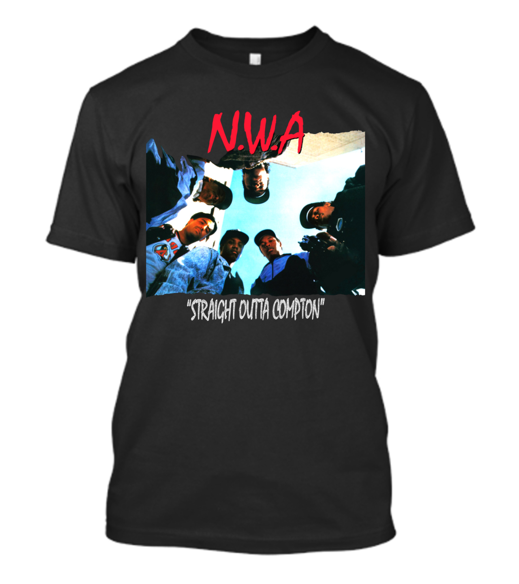 N.w.a Straight Outta Compton Black Crew Portrait 90S Style T-Shirt