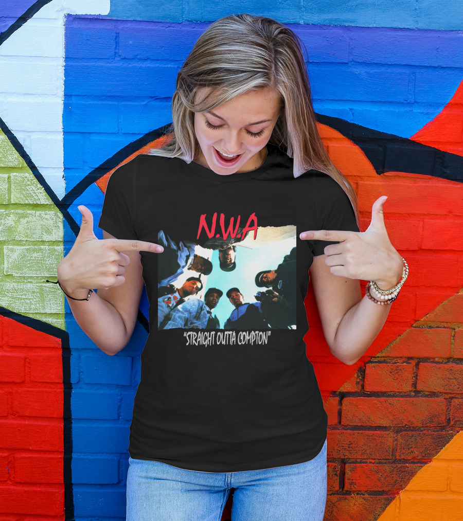 N.w.a Straight Outta Compton Black Crew Portrait 90S Style T-Shirt