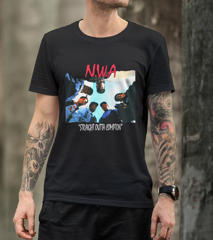 N.w.a Straight Outta Compton Black Crew Portrait 90S Style T-Shirt