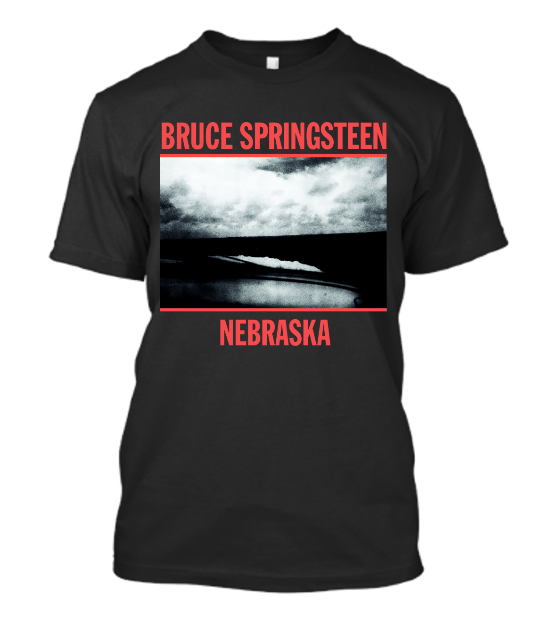 Bruce Springsteen Nebraska Album Cover Imagery Black And White Clouds T-Shirt