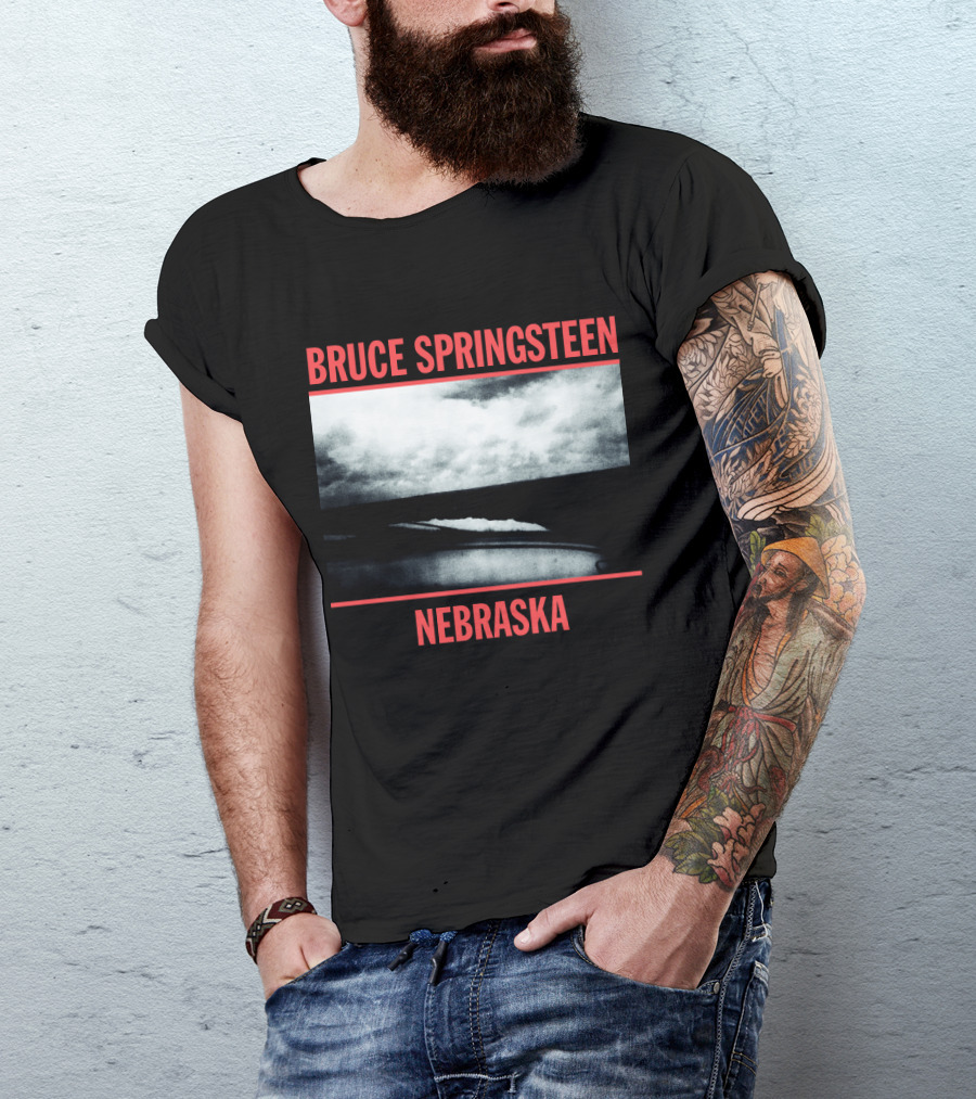 Bruce Springsteen Nebraska Album Cover Imagery Black And White Clouds T-Shirt