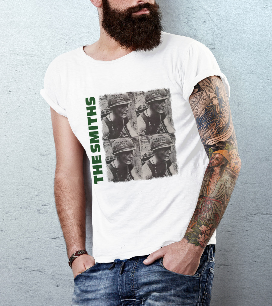 The Smiths Meat Is Murder Album Cover Four Panel Black And White Photographic T-Shirt
