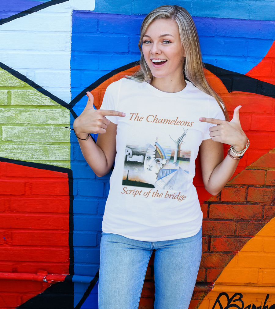 The Chameleons Script Of The Bridge Abstract Face And Landscape Art With Trees And Structures T-Shirt